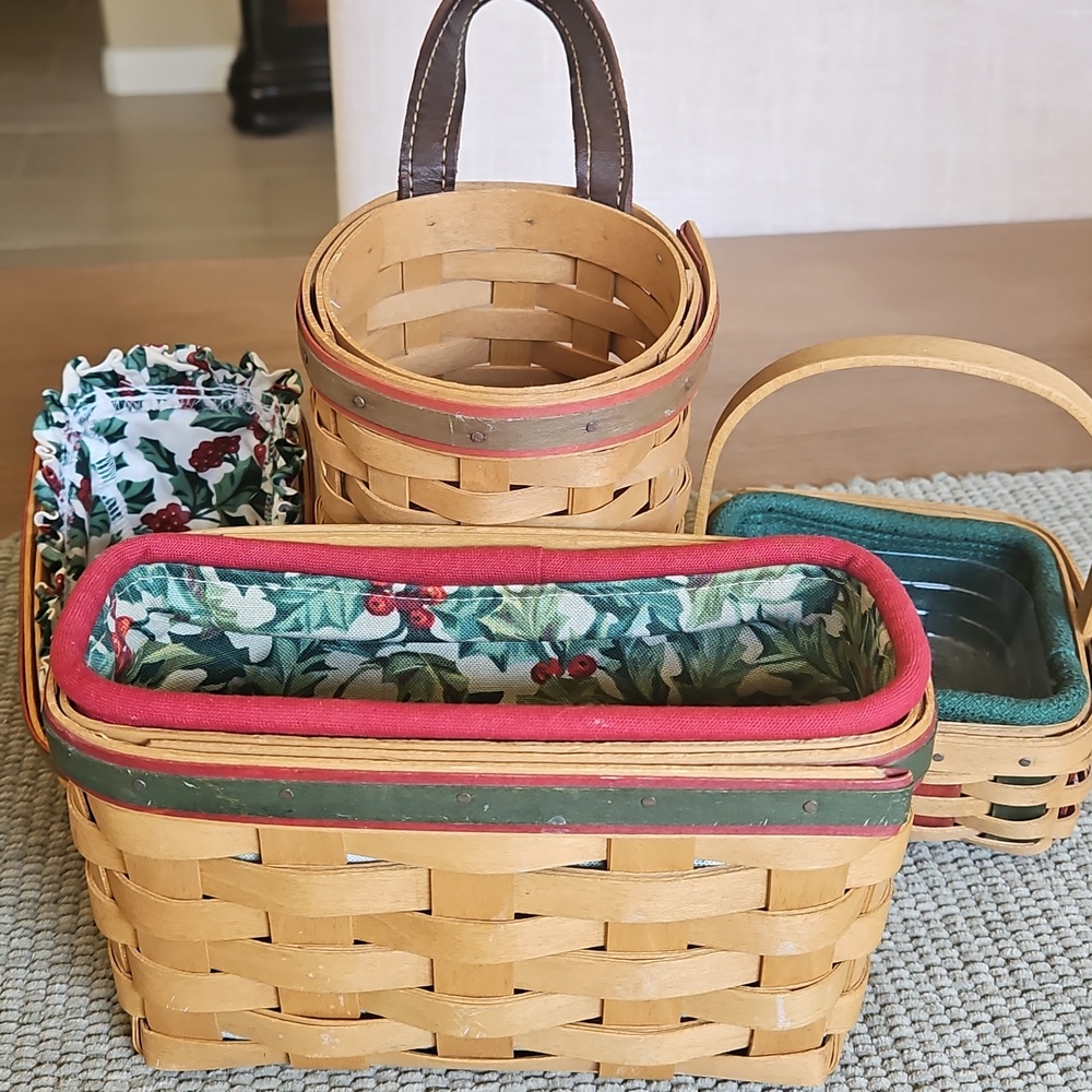 Longaberger Basket Lot Liners Vintage Collection Set Woven Baskets USA Farmhouse